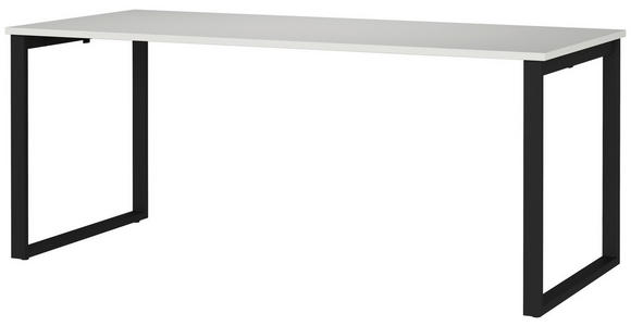 SCHREIBTISCH 180/80/75 cm, Schwarz, Hellgrau, in verschiedenen Holz-Dekoren erhältlich, justierbare Füße  - Hellgrau/Schwarz, MODERN, Holzwerkstoff/Metall (180/80/75cm) - Novel