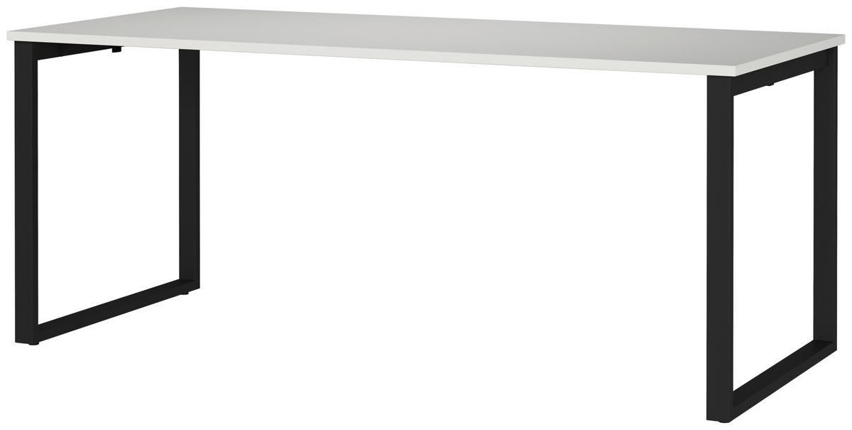 SCHREIBTISCH 180/80/75 cm, Schwarz, Hellgrau, in verschiedenen Holz-Dekoren erhältlich, justierbare Füße  - Hellgrau/Schwarz, MODERN, Holzwerkstoff/Metall (180/80/75cm) - Novel