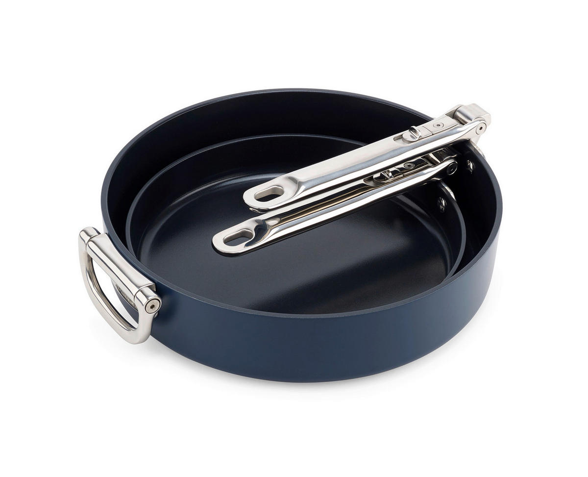 PFANNENSET Space Aluminium, Edelstahl 2-teilig  - Blau, Basics, Kunststoff/Metall (24+28cm) - Joseph Joseph