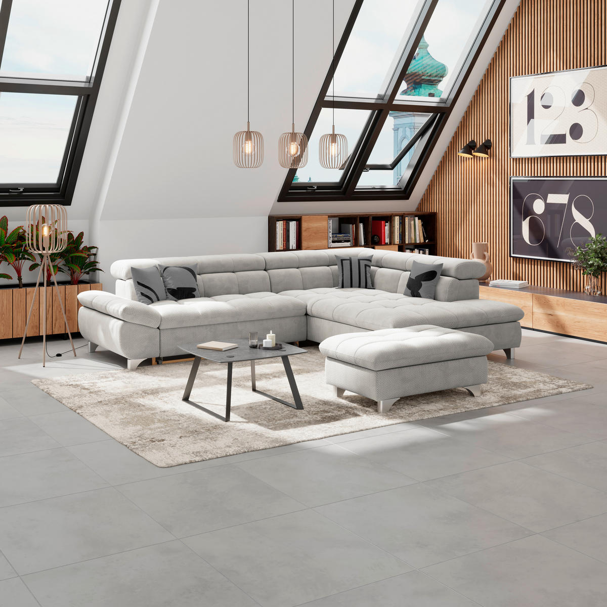 HOCKER Chenille Beige  - Chromfarben/Beige, KONVENTIONELL, Textil/Metall (108/46/108cm) - Livetastic