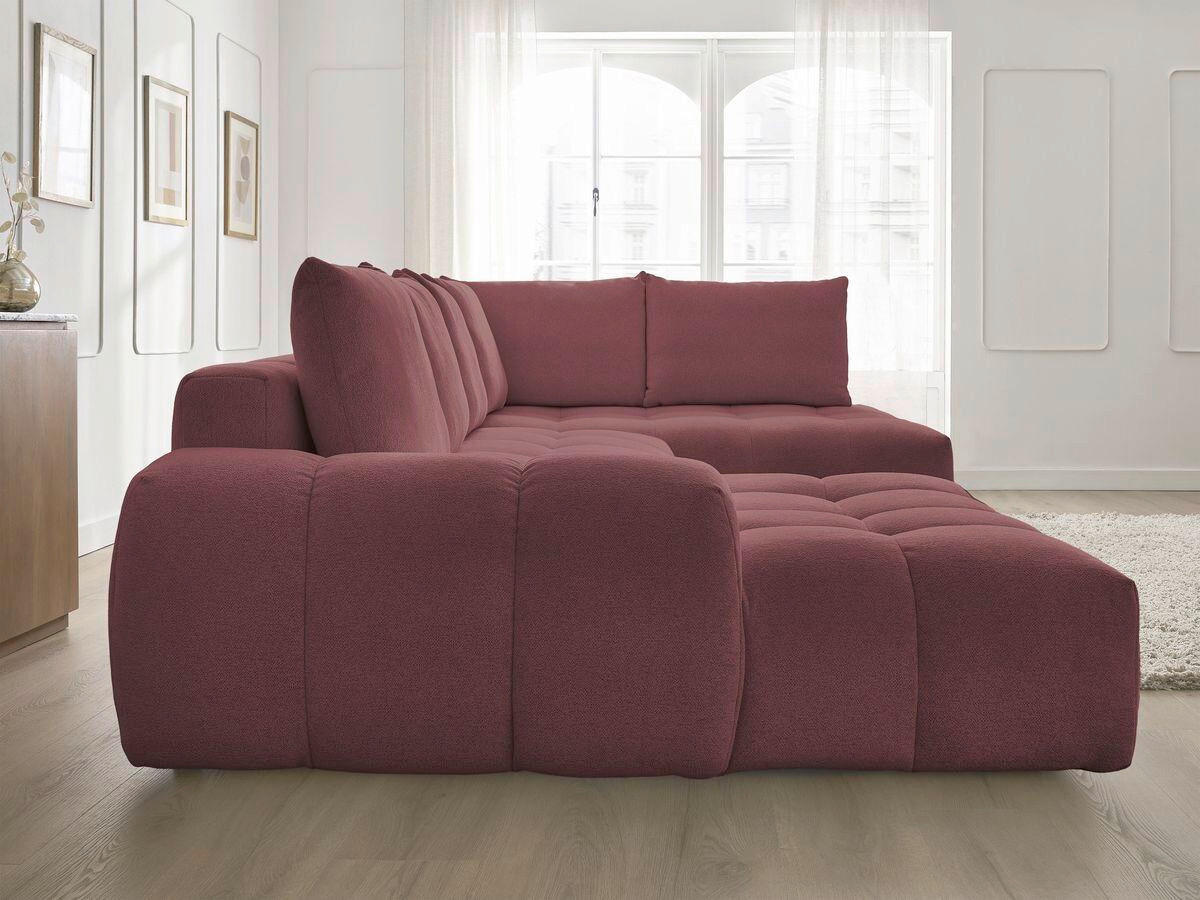 ECKSCHLAFSOFA EVEREST  mit Rücken echt, Armteil links, Armteil rechts Flachgewebe Rot  - Rot/Schwarz, MODERN, Kunststoff/Textil (198/423/212cm)