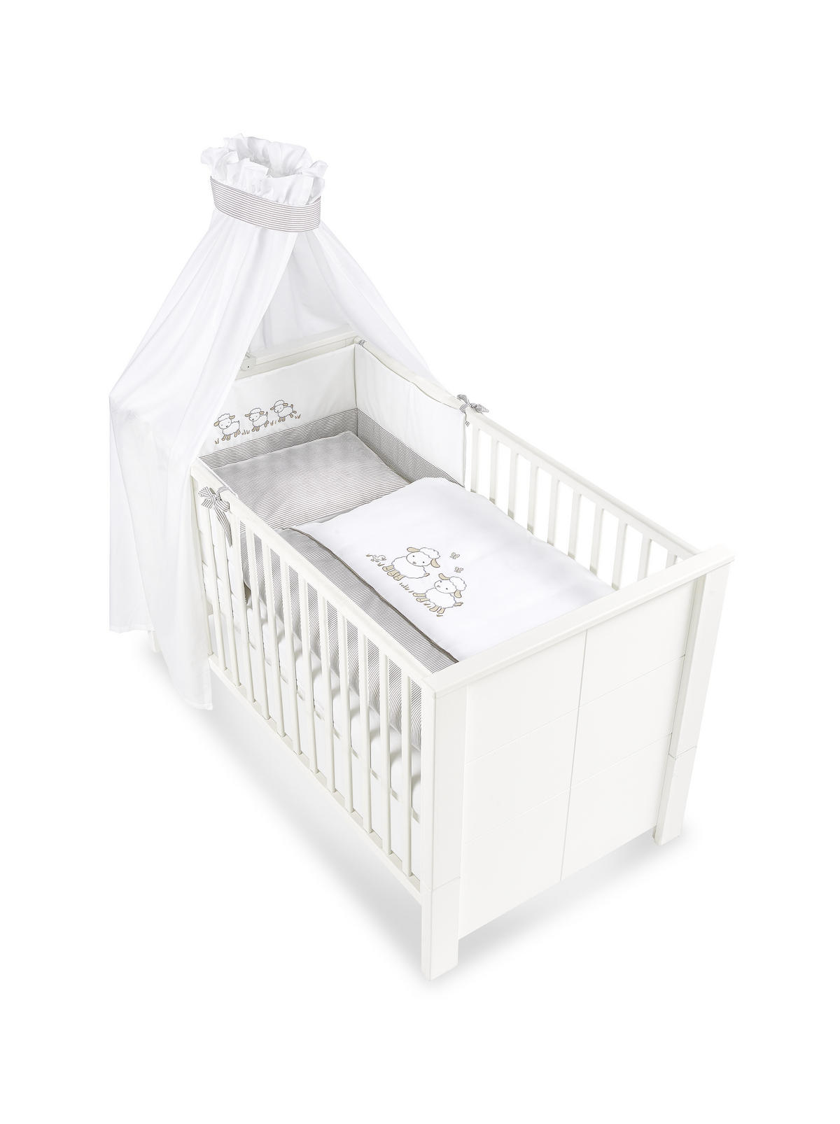 GITTERBETTSET - Taupe/Weiss, Basics, Textil - My Baby Lou