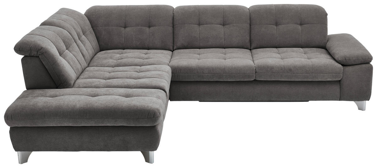 ECKSOFA  in Chenille Grau  260/310 cm  - Chromfarben/Grau, Design, Textil/Metall (260/310cm) - Beldomo Speed