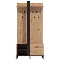 GARDEROBE  in 89,5/191/33 cm  - Schwarz/Eiche Artisan, MODERN, Holzwerkstoff (89,5/191/33cm) - Carryhome
