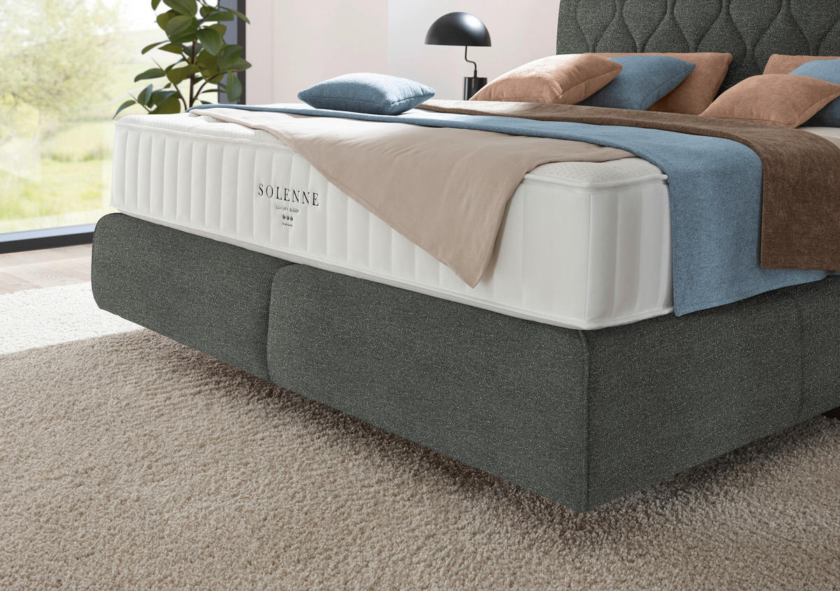 BOXSPRINGBETT 180/200 cm  in Grau  - Schwarz/Grau, Design, Kunststoff/Textil (180/200cm) - Johann Jakob