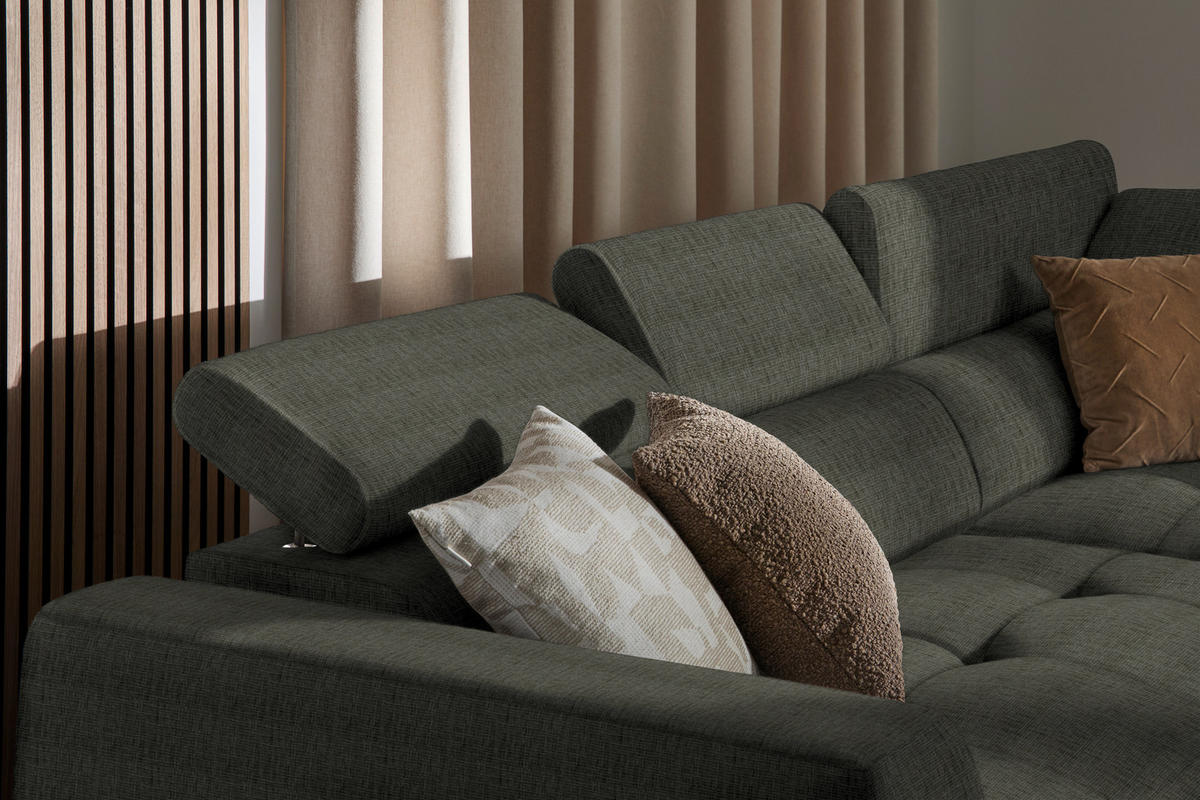 ECKSOFA in Chenille Graubraun  284/205 cm  - Graubraun/Schwarz, Design, Kunststoff/Textil (284/205cm) - Xora