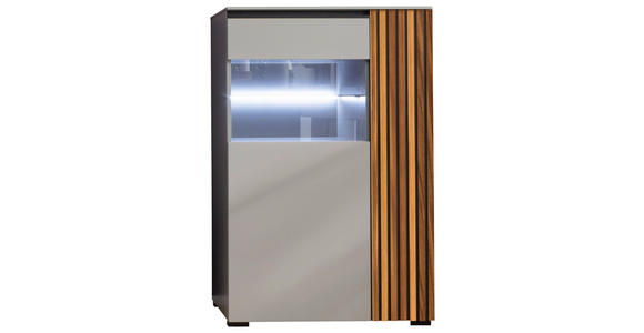 HIGHBOARD Nussbaumfarben, Schwarz, Greige 87/136/45 cm - Greige/Nussbaumfarben, Design, Glas/Holz (87/136/45cm) - Moderano