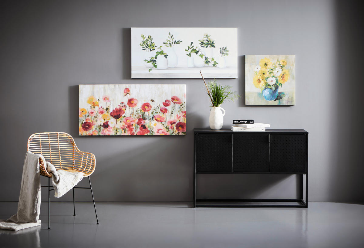LEINWANDBILD Blumen 115/55 cm  - Multicolor, Natur, Holz/Papier (115/55cm) - Euroart