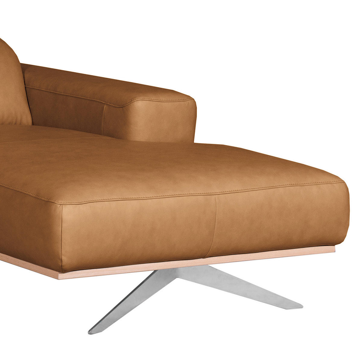 ECKSOFA  in Echtleder Cognac  295/187 cm  - Chromfarben/Cognac, Design, Leder/Metall (295/187cm) - Livetastic