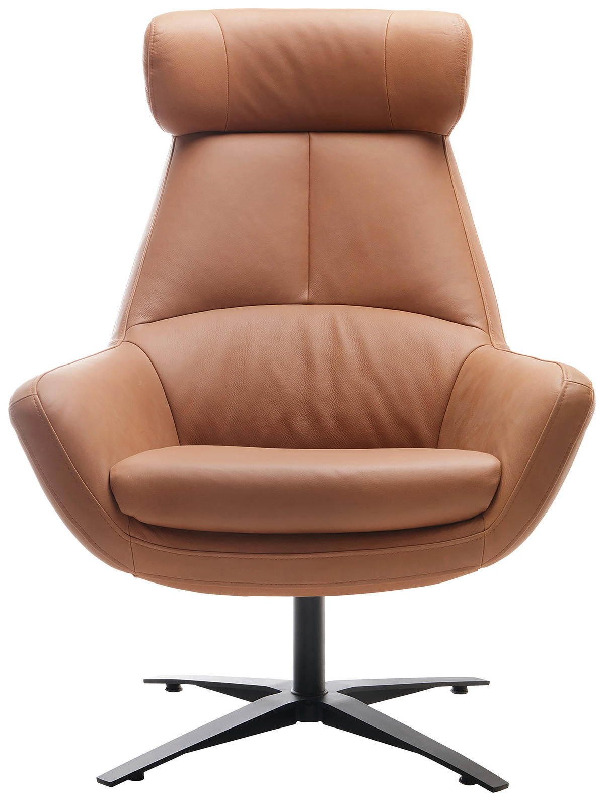 SESSEL BE ORGANIC Echtleder Cognac    - Cognac/Schwarz, MODERN, Leder/Metall (81/112/83cm) - Trendmanufaktur