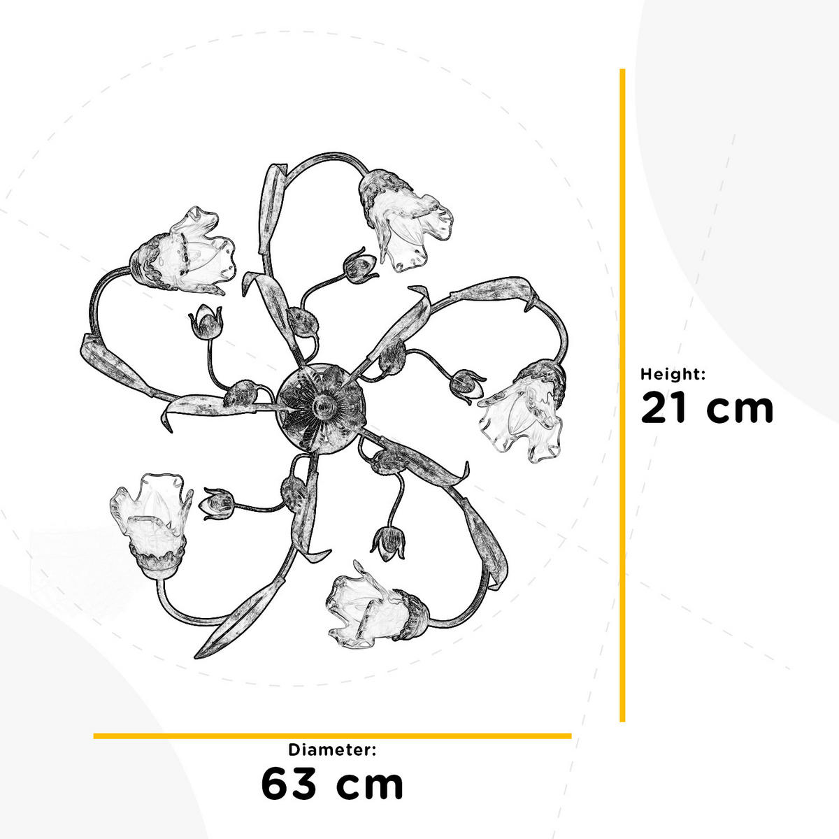 DECKENLEUCHTE  63/20 cm    - Bronzefarben, KONVENTIONELL, Glas/Metall (63/20cm)