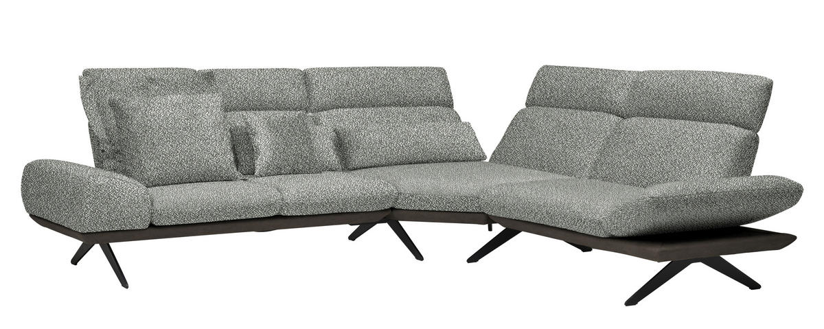 ECKSOFA in Flachgewebe Grau  239/270 cm  - Dunkelgrau/Schwarz, Design, Textil/Metall (239/270cm) - Koinor