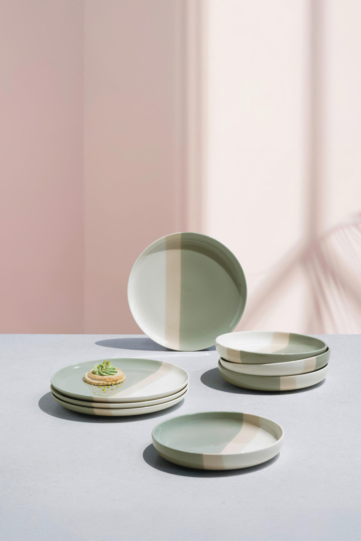 TAFELSERVICE PastelPop Green 8-teilig  - Salbeigrün/Beige, Basics, Keramik - Villeroy & Boch