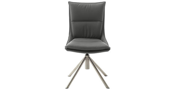 STUHL drehbar beschichtet Anthrazit, Edelstahlfarben - Edelstahlfarben/Anthrazit, Design, Textil/Metall (49/90/65cm) - Novel