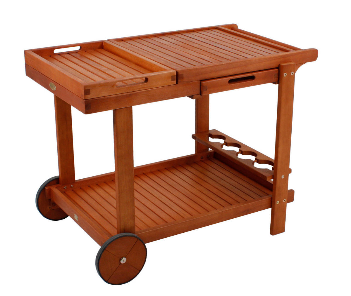 SERVIERWAGEN in Eukalyptusholzfarben  - Eukalyptusholzfarben/Schwarz, Basics, Holz (60/76/100cm) - Gardenson