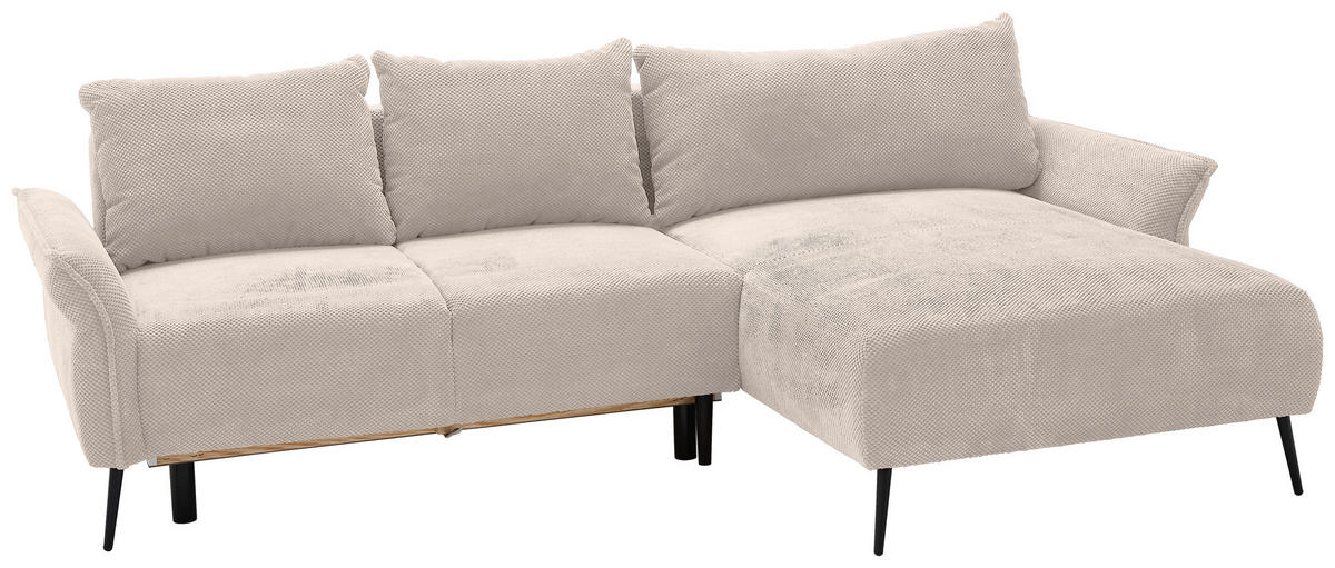 ECKSOFA in Chenille Creme  - Creme/Schwarz, Konventionell, Textil/Metall (255/164cm) - Carryhome