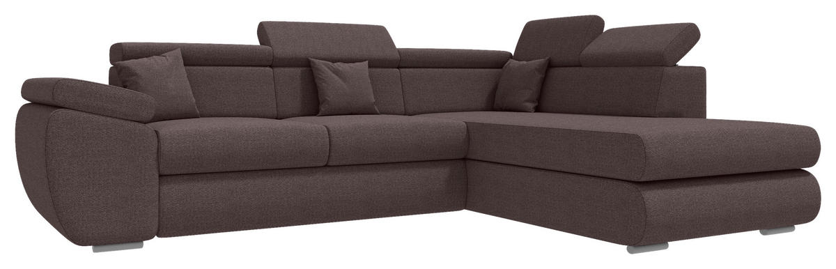 ECKSOFA Graubraun Struktur  - Chromfarben/Graubraun, KONVENTIONELL, Kunststoff/Textil (282/205cm) - Carryhome