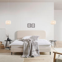 LIT REMBOURRÉ 180/200 cm  in Naturfarben  - Schwarz/Naturfarben, Modern, Holz/Textil (180/200cm) - Livetastic