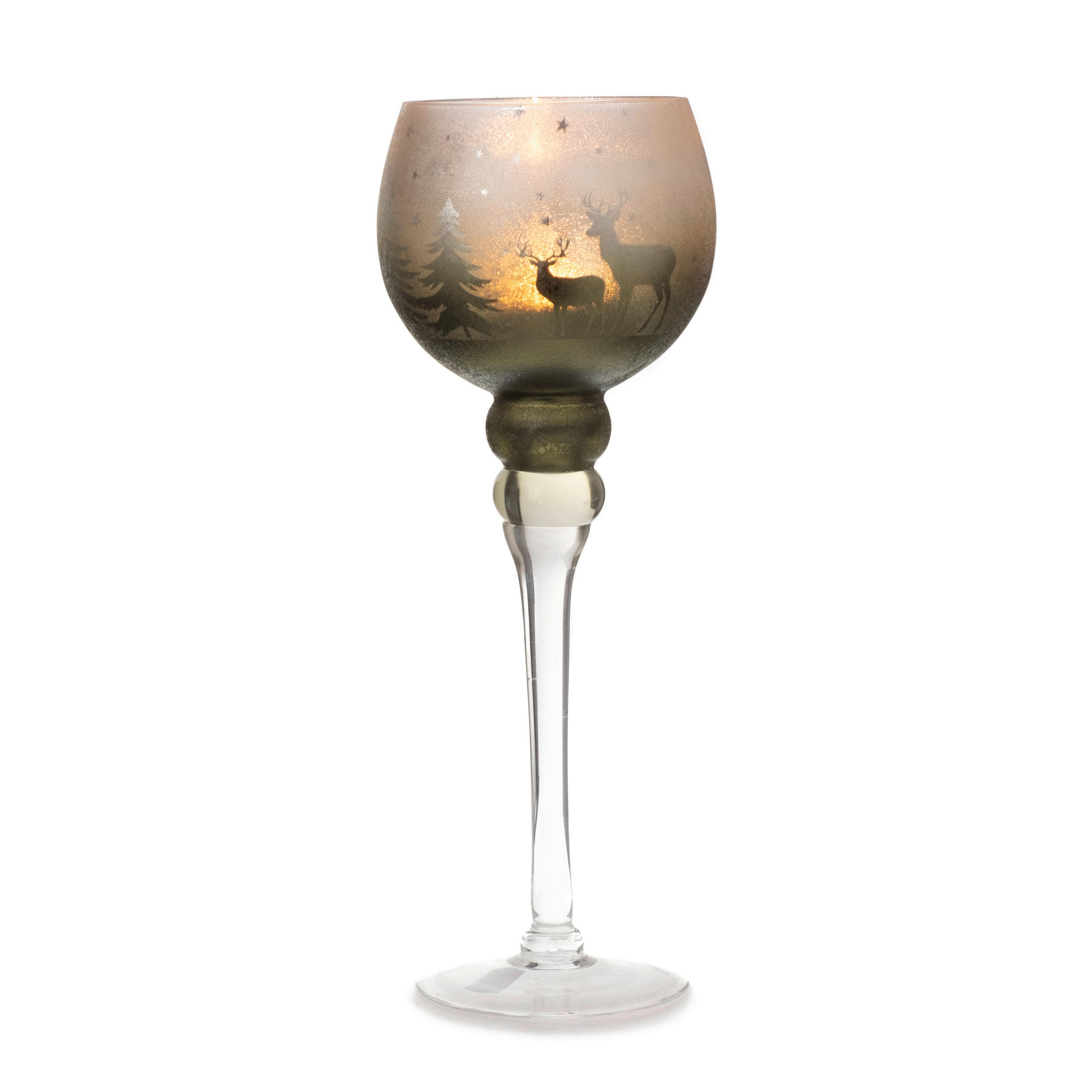 WINDLICHT - Silberfarben/Grün, LIFESTYLE, Glas (13cm)