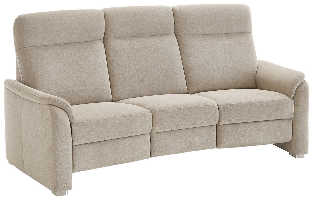 TRAPEZSOFA Flachgewebe Beige  - Beige/Alufarben, Konventionell, Textil/Metall (218/107/103cm) - Beldomo Comfort