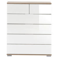 KOMODA, bela, barve hrasta  - barve kroma/barve hrasta, Design, kovina/umetna masa (82/102/42cm) - Carryhome