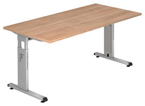 SCHREIBTISCH 160/80/65-85 cm in Nussbaumfarben - Silberfarben/Nussbaumfarben, KONVENTIONELL, Holzwerkstoff/Metall (160/80/65-85cm) - Venda