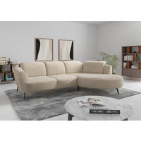 ECKSOFA ZOE E Sandfarben Chenille  - Sandfarben/Schwarz, KONVENTIONELL, Textil/Metall (309/199cm) - Sit & More