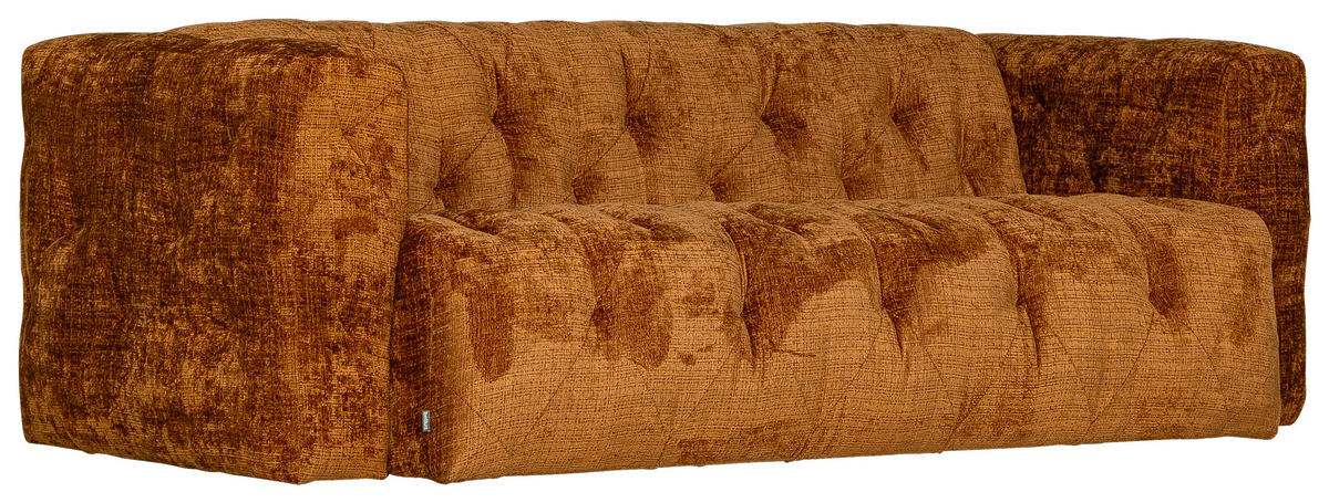 2,5-SITS SOFFA i sammet rostfärgad  - rostfärgad, Klassisk, metall/trä (232/78/112cm) - Niels Andersson