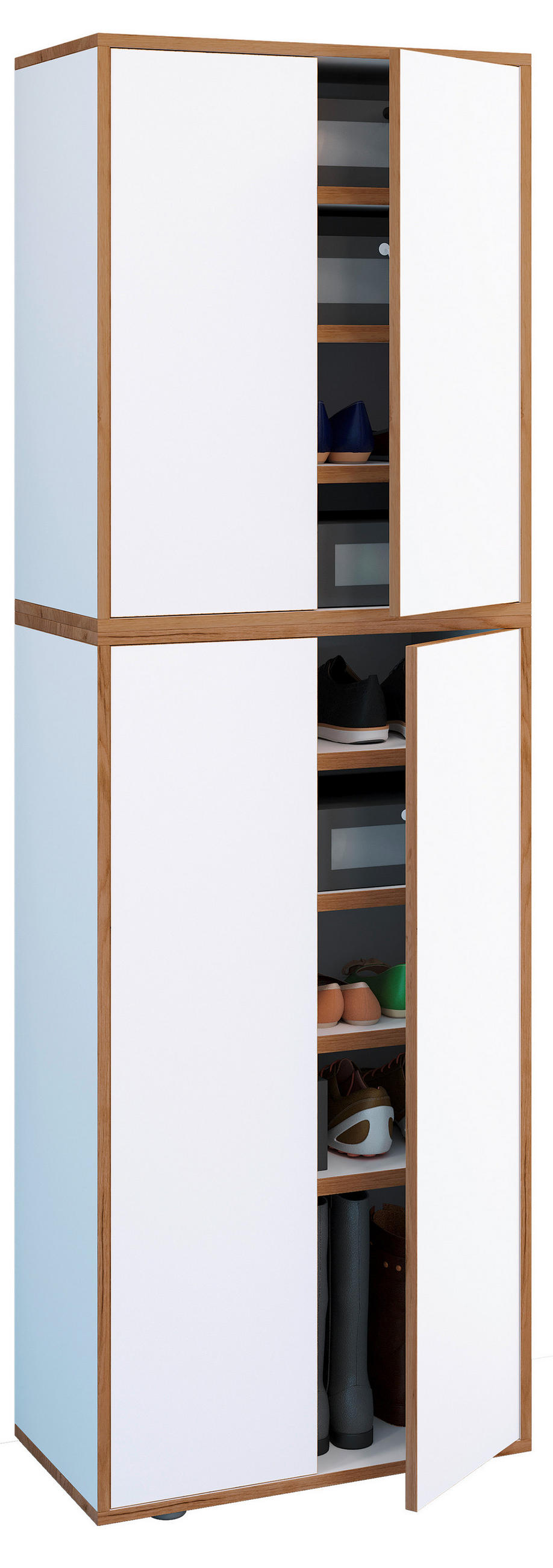 SCHUHSCHRANK  in 60/183/33 cm  - Honigeiche/Weiss, Design, Holzwerkstoff/Kunststoff (60/183/33cm) - MID.YOU