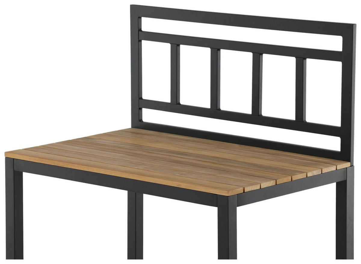 OUTDOORKÜCHE - Schwarz/Teakfarben, KONVENTIONELL, Holz/Metall (90/127/60cm) - Gardenson