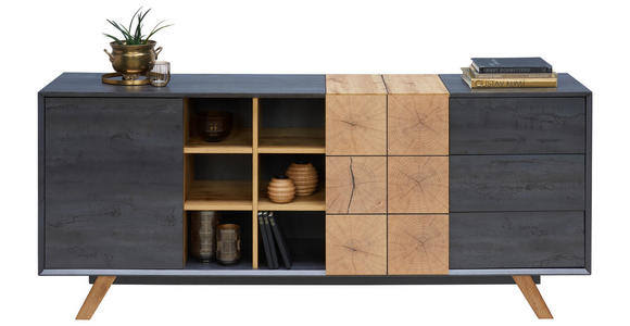 SIDEBOARD in 180/75/40 cm - Eichefarben/Dunkelgrau, Design, Holz/Holzwerkstoff (180/75/40cm) - Carryhome