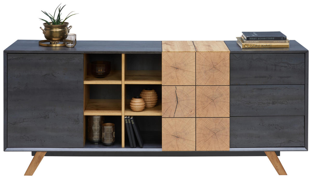 SIDEBOARD  in 180/75/40 cm  - Eichefarben/Dunkelgrau, Design, Holz/Holzwerkstoff (180/75/40cm) - Carryhome