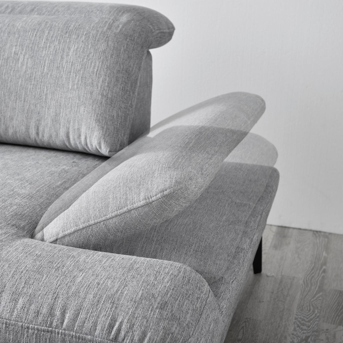 ECKSOFA  in Webstoff Hellgrau  180/289 cm  - Hellgrau/Schwarz, Design, Textil/Metall (180/289cm) - Stylife