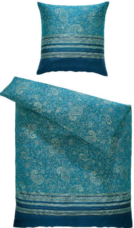 WENDEBETTWÄSCHE Moumbay T1 Makosatin 135/200 cm  - Türkis/Blau, LIFESTYLE, Textil (135/200cm) - Bassetti