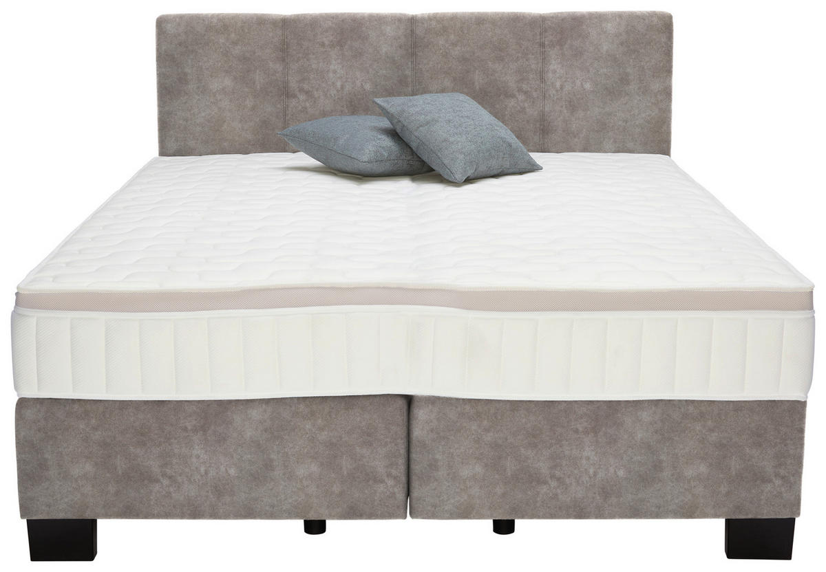 BOXSPRINGBETT 160/200 cm  in Hellgrau  - Hellgrau/Schwarz, Design, Kunststoff/Textil (160/200cm) - Hom`in