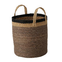DEKORAČNÝ KÔŠ sivá, prírodná farba, čierna - čierna/sivá, Basics, prírodné materiály (34/43cm)