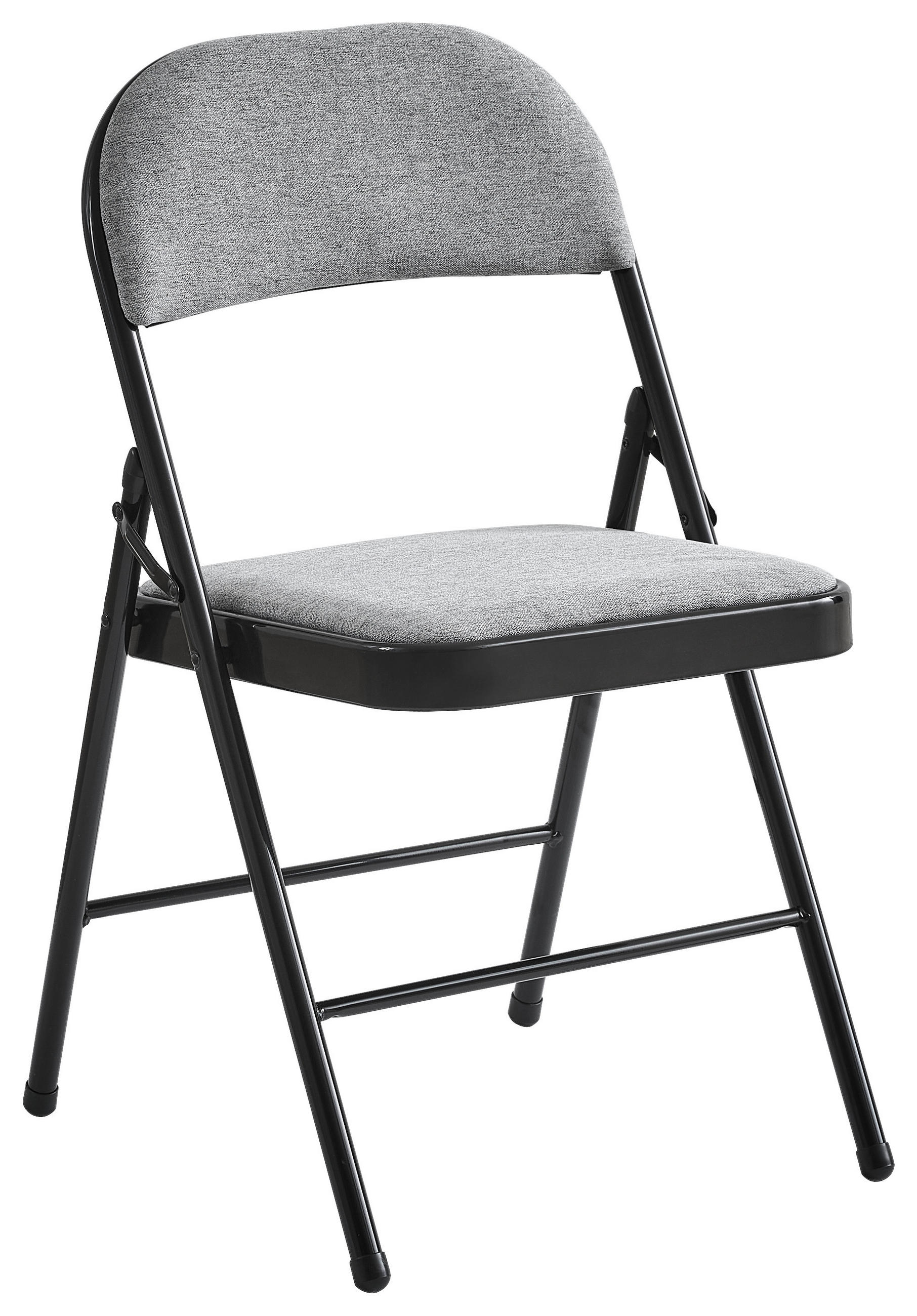 KLAPPSTUHL Webstoff Schwarz, Hellgrau  - Hellgrau/Schwarz, Basics, Textil/Metall (46,5/79/47cm) - Boxxx