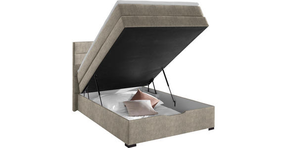 BOXSPRINGBETT 120/200 cm  in Taupe  - Taupe/Wengefarben, KONVENTIONELL, Holz/Textil (120/200cm) - Carryhome