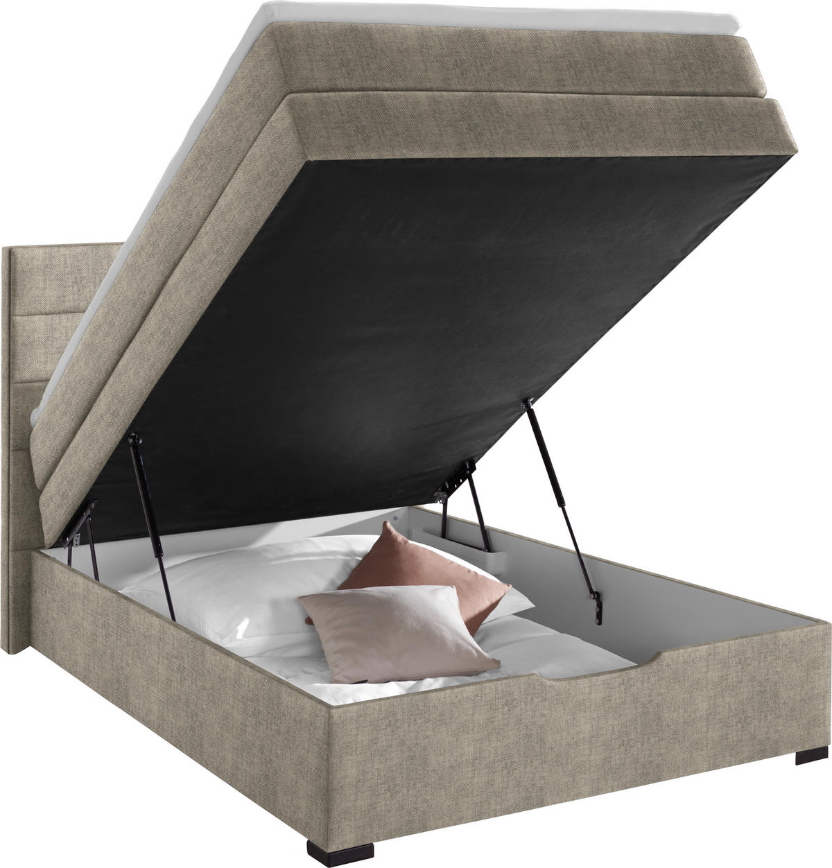 BOXSPRINGBETT 100/200 cm  in Taupe  - Taupe/Wengefarben, Konventionell, Holz/Textil (100/200cm) - Carryhome