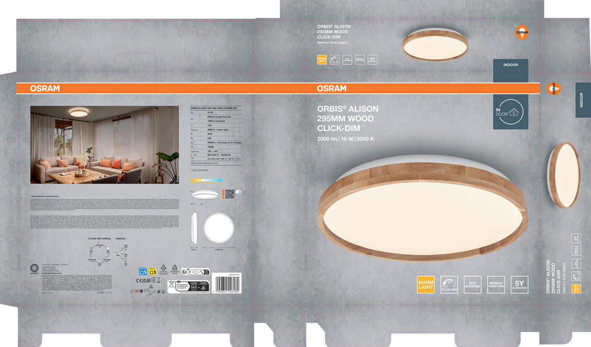 LED-DECKENLEUCHTE 29.5/6 cm   - Design, Kunststoff/Metall (29.5/6cm) - Osram