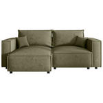 ECKSOFA Olivgrün Webstoff Zierkissen, Rückenkissen, Rücken echt  - Schwarz/Olivgrün, MODERN, Kunststoff/Textil (153/250cm) - Xora