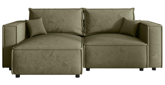 ECKSOFA Olivgrün Webstoff Zierkissen, Rückenkissen, Rücken echt  - Schwarz/Olivgrün, MODERN, Kunststoff/Textil (153/250cm) - Xora