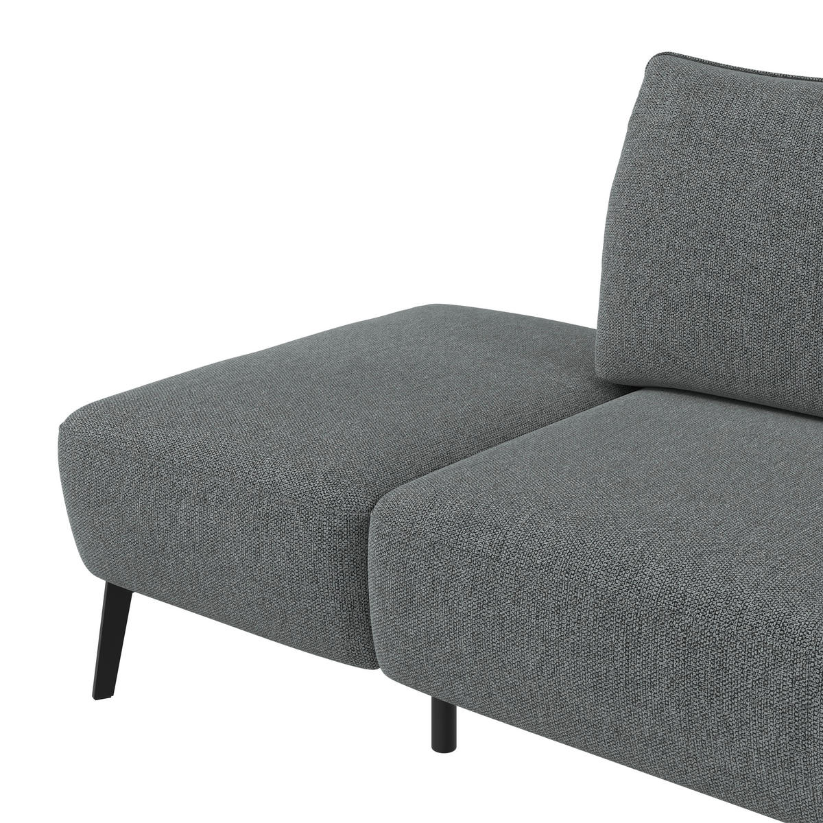 RÉCAMIERE Chenille Dunkelgrau  - Dunkelgrau/Schwarz, Konventionell, Textil/Metall (206/90/92cm) - Elegando