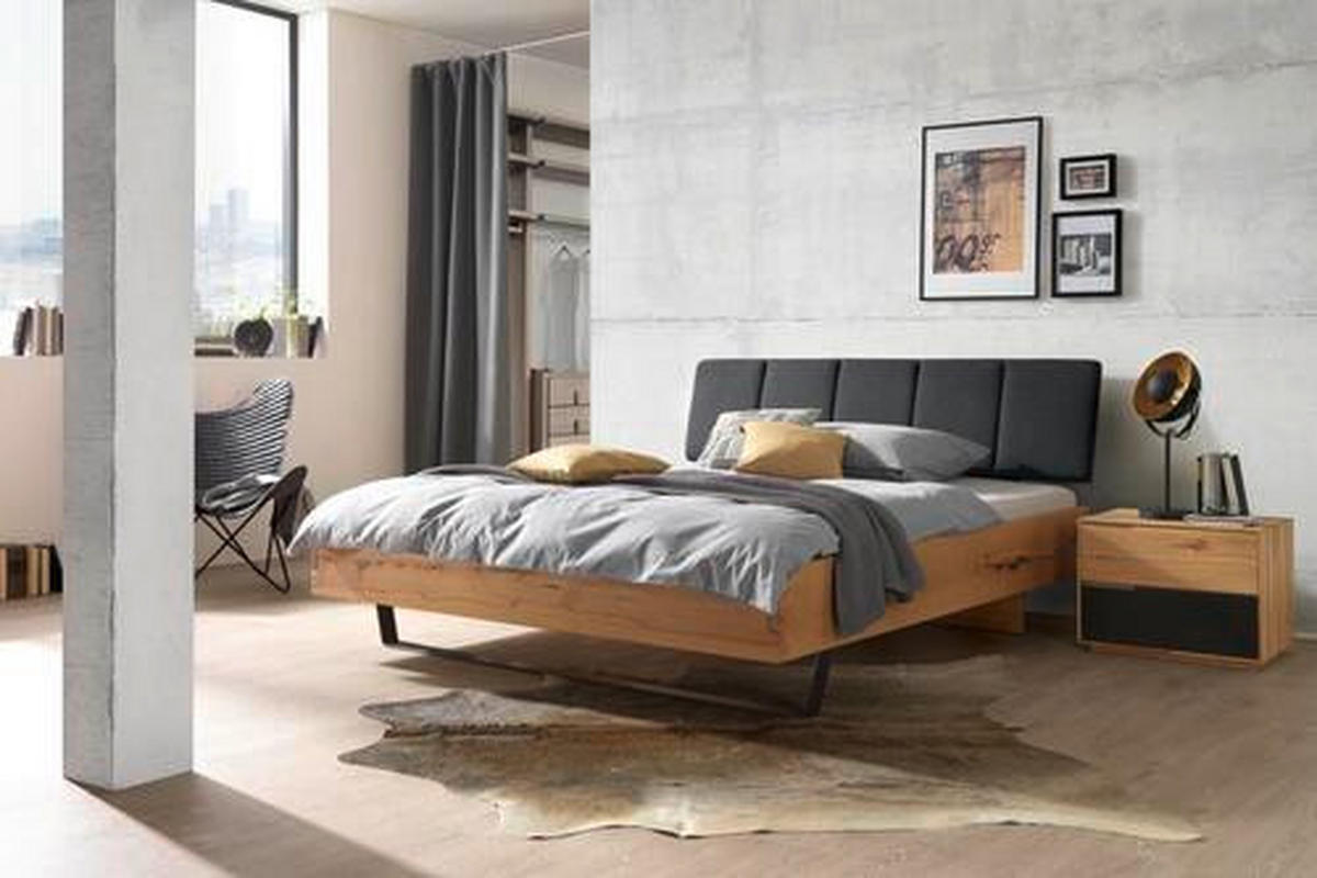 BETT 140/200 cm  in  - Anthrazit/Buchefarben, Natur, Holz/Textil (140/200cm) - Valnatura