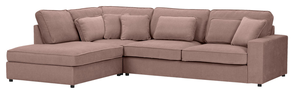 ECKSOFA Flachgewebe Altrosa  - Schwarz/Altrosa, Modern, Kunststoff/Textil (228/307cm) - Carryhome