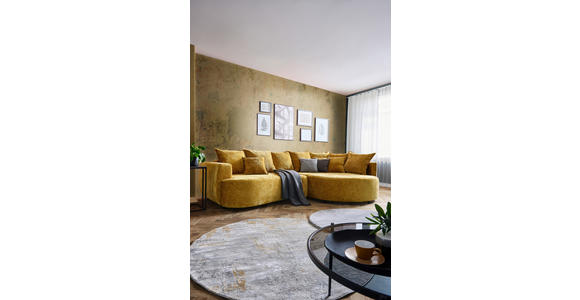 ECKSOFA  in Chenille Goldfarben  307/194 cm  - Goldfarben/Schwarz, Design, Kunststoff/Textil (307/194cm) - Carryhome