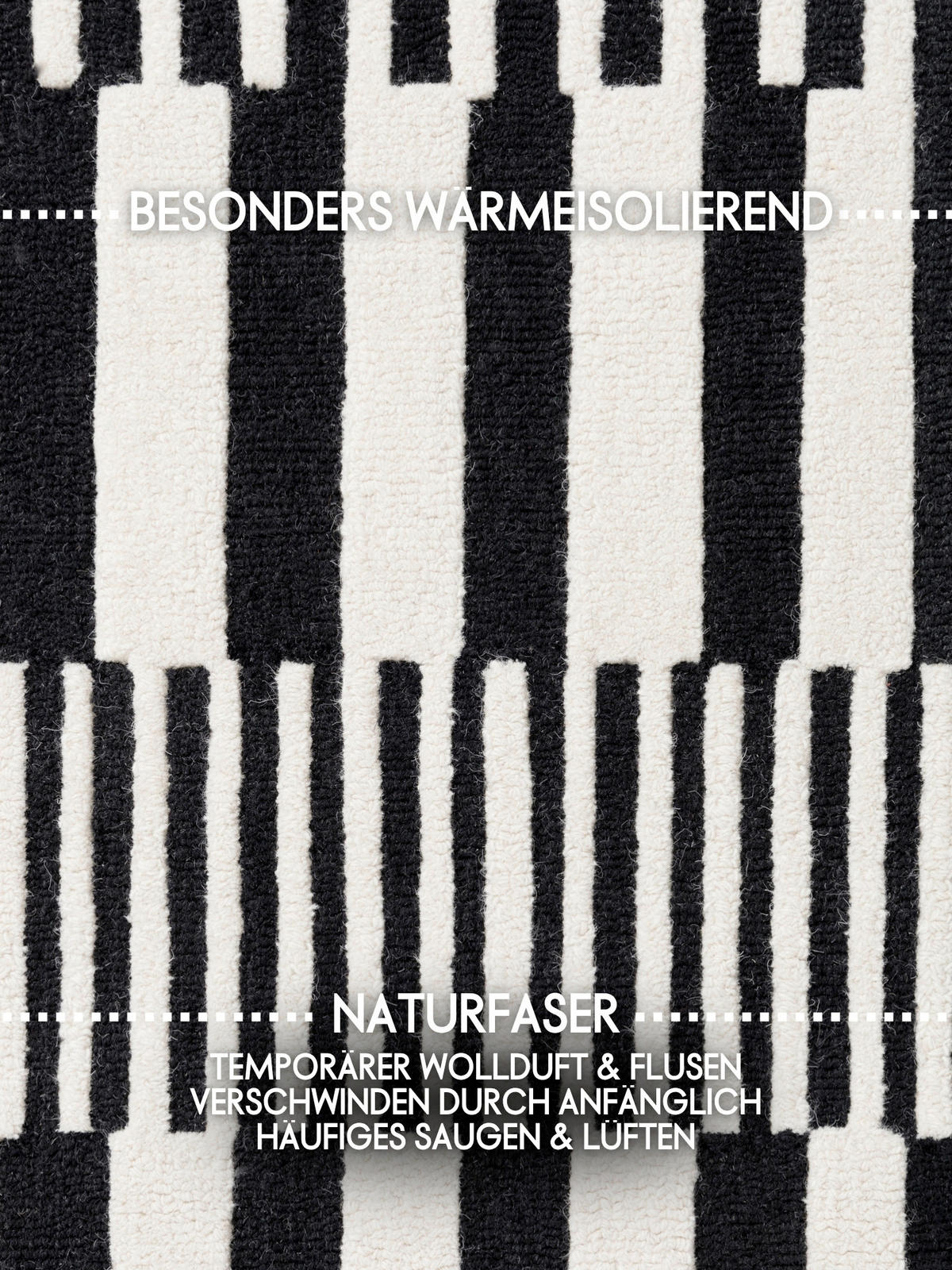 WOLLTEPPICH 120/180 cm Stryve Schwarz, Weiß rechteckig  - Schwarz/Weiß, Basics, Textil (120/180cm) - Elle Decoration