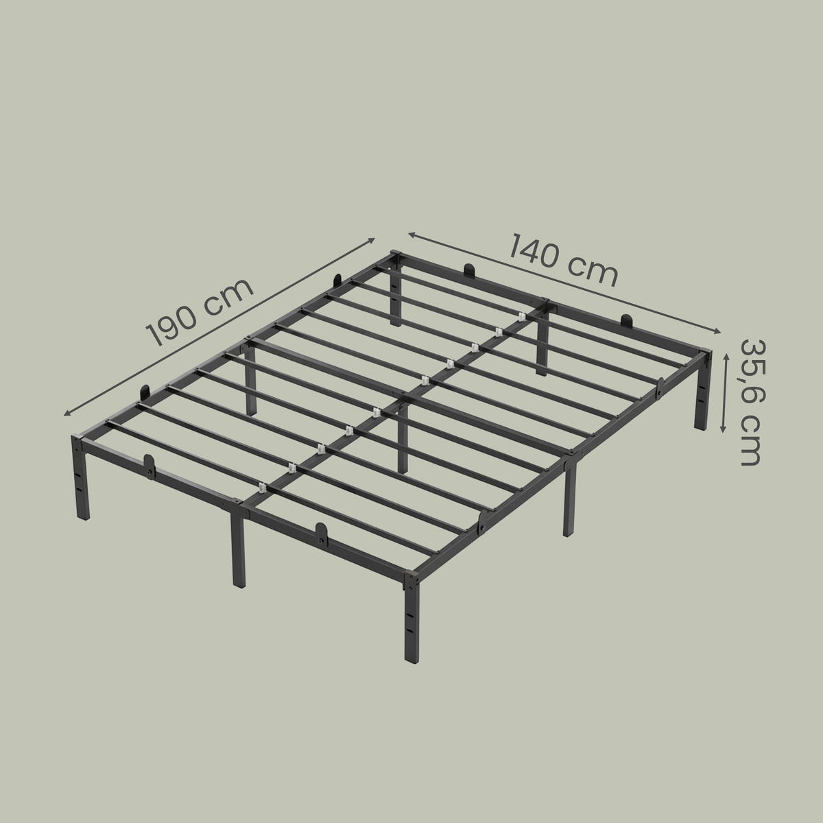 BETT 140/190 cm  in Schwarz  - Schwarz, Basics, Metall (140/190cm) - Boxxx