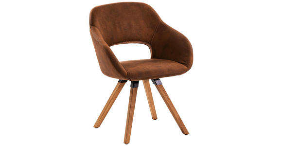 STUHL Mikrofaser Balkeneiche massiv Braun, Eichefarben - Eichefarben/Braun, Design, Holz/Textil (63/83/58cm) - Valnatura