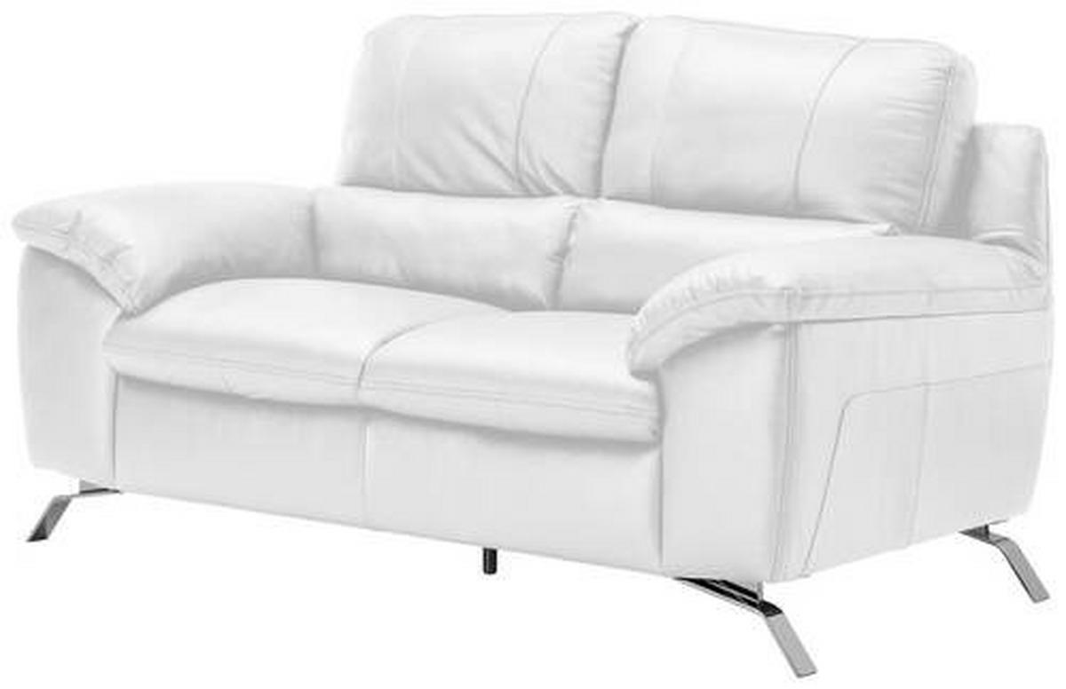 2-SITZER-SOFA in Kombination Echtleder/Lederlook Weiß  - Silberfarben/Weiß, Design, Leder/Metall (174/97/95cm) - Livetastic